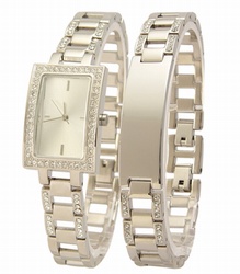 Glamorous crystal bracelet watch set
